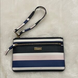Kate Spade Navy and Pink Striped Wristlet